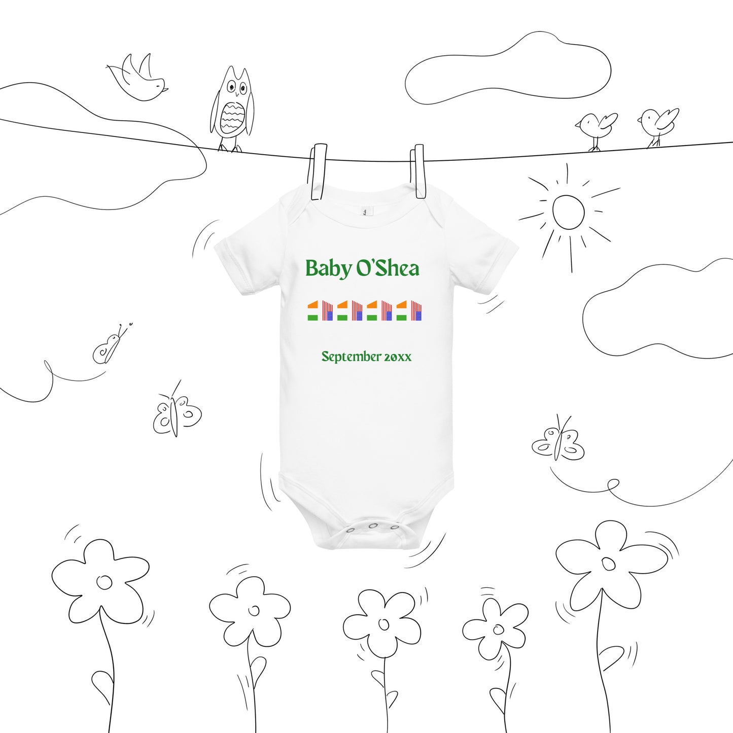 Customised Irish American Flag Baby Vest