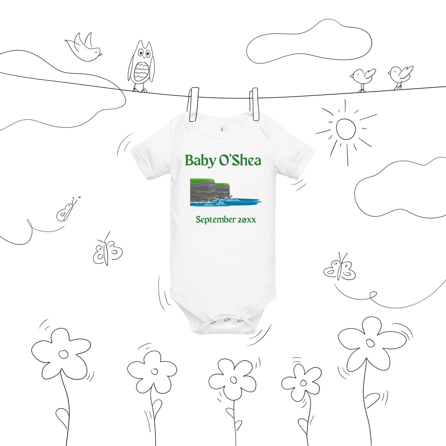 Personalised Cliffs of Moher Baby Vest