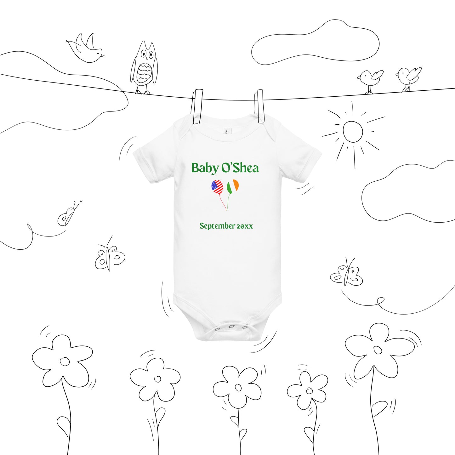 Personalized Irish American Balloon Baby Vest